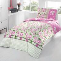 Aryıldız Home Ranforce Pink Flowers Genç Nevresim Takımı - 1