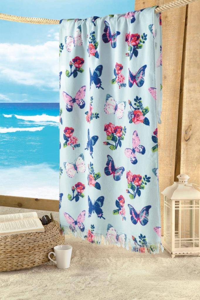 Maxstyle Kadife Plaj Havlusu Butterflies 70x160 - Maxstyle