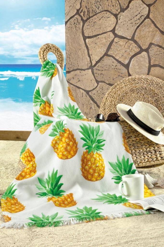 Maxstyle Kadife Plaj Havlusu Pineapple 70x160 Cm - Maxstyle