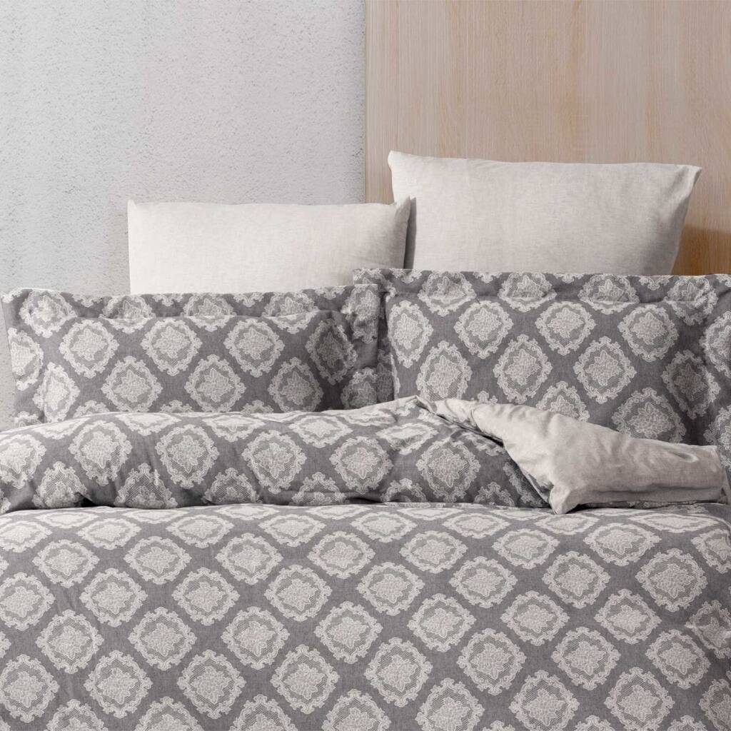 Maxstyle Lyocell Damask Gri Çift Kişilik Nevresim - 1