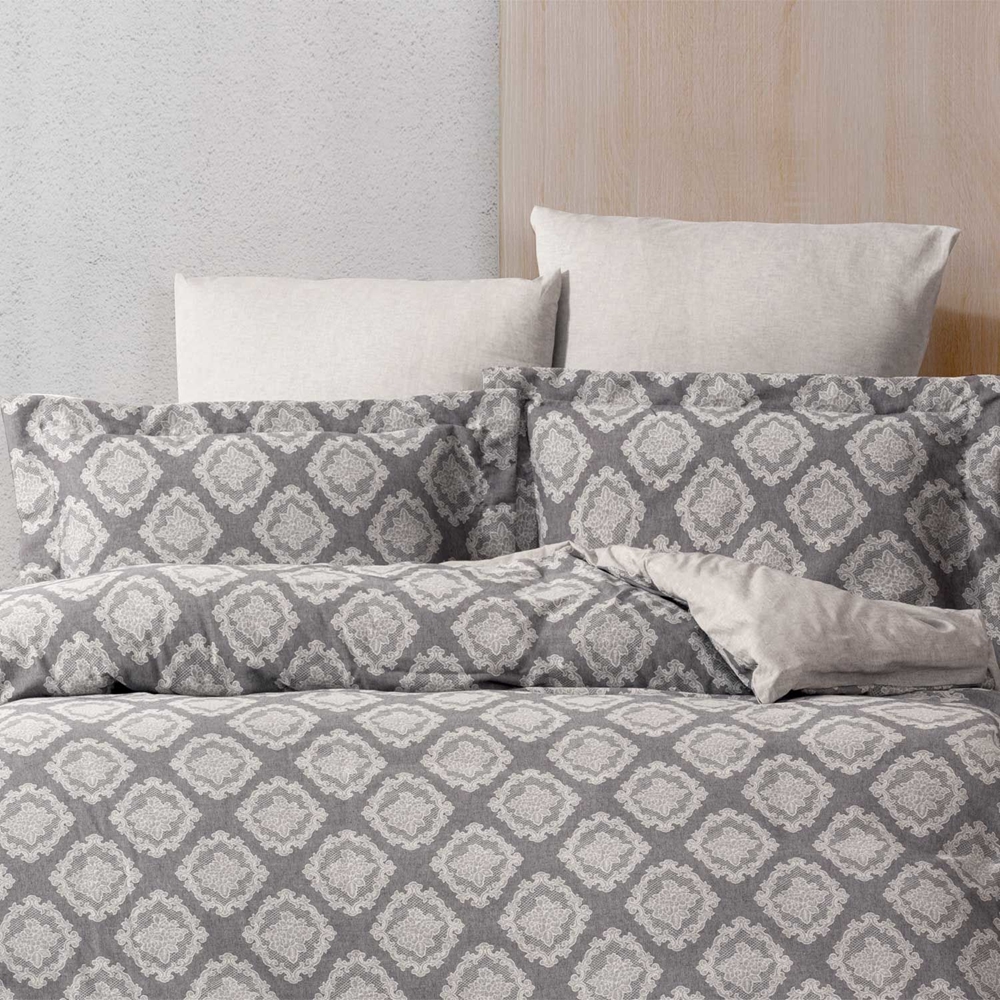 Maxstyle Lyocell Damask Gri Çift Kişilik Nevresim - 2