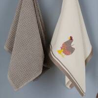 Maxstyle Pamuk Mutfak Havlusu Chicken 2'Li Krem-Bej 40x60 - 1