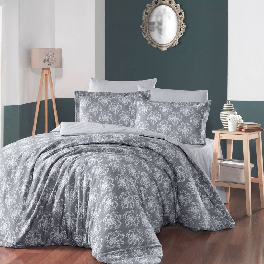 Saınt Louıs Vintage Antrasit Çift Kişilik Nevresim Takımı 200x220 Cm - SAINT LOUIS